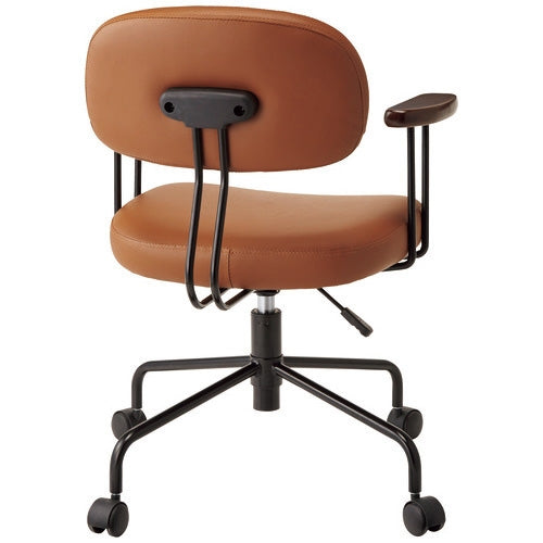 PLUS（プラス）オフィス家具 事務イス OCQ23L ブラウン レザー張り　4942646171774