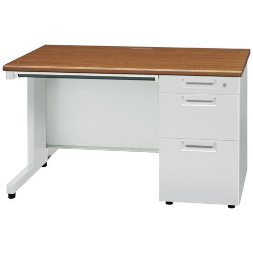 PLUS（プラス）オフィス家具 片袖机 JS-127D-3 T2/WH ホワイト　