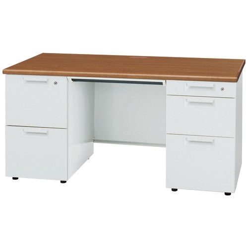 PLUS（プラス）オフィス家具 両袖机 JS-147D-32 T2/WH ホワイト　