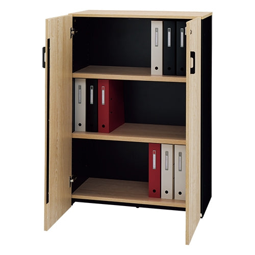 PLUS（プラス）オフィス家具 ローシェルフ 扉付き ブラック RFPSL-NB-D　