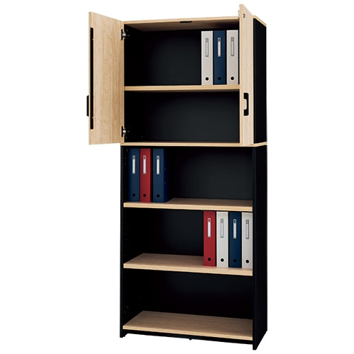 PLUS（プラス）オフィス家具 ハイシェルフ 上扉付き ブラック RFPSH-NB-TD　