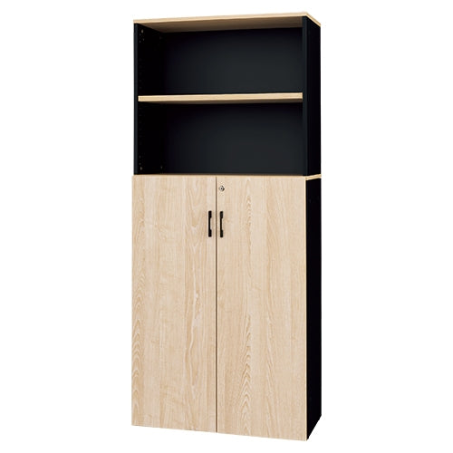 PLUS（プラス）オフィス家具 ハイシェルフ 下扉付き ブラック RFPSH-NB-BD　