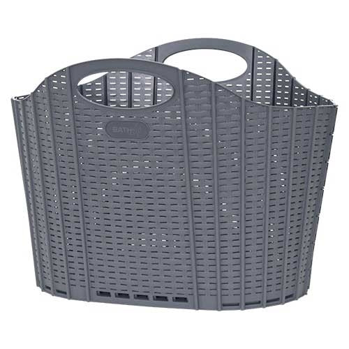 PLUS（プラス）オフィス家具 折りたためるランドリーバスケットラタン グレー　4971881184348