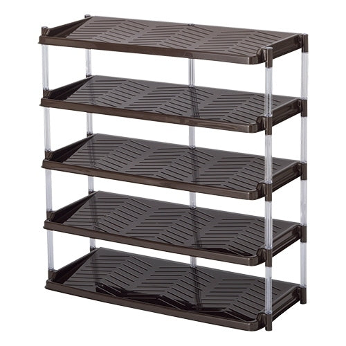 PLUS（プラス）オフィス家具 クリスタルシューズラックトリプル5段 ブラウン　4965719966145