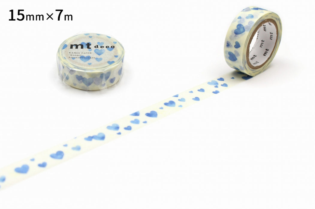 カモ井 ハート・スタンプブルー MT01D332R カモ井加工紙 マスキングテープ Kamoi MT01D332R　4971910274514