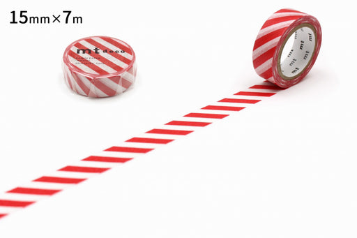 カモ井 ストライプ・レッド MT01D371R カモ井加工紙 マスキングテープ Kamoi MT01D371R　4971910274682（10セット）