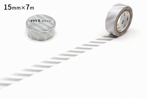 カモ井 ストライプ・銀 MT01D378R カモ井加工紙 マスキングテープ Kamoi MT01D378R　4971910274750（10セット）
