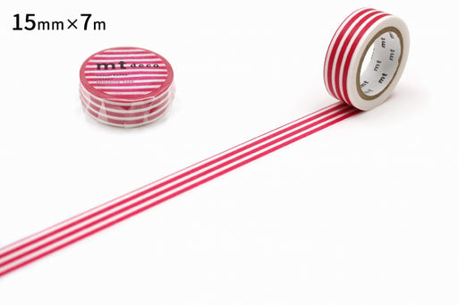 ボーダーフランボワーズ MT01D383R カモ井加工紙 マスキングテープ Kamoi MT01D383R　4971910274804