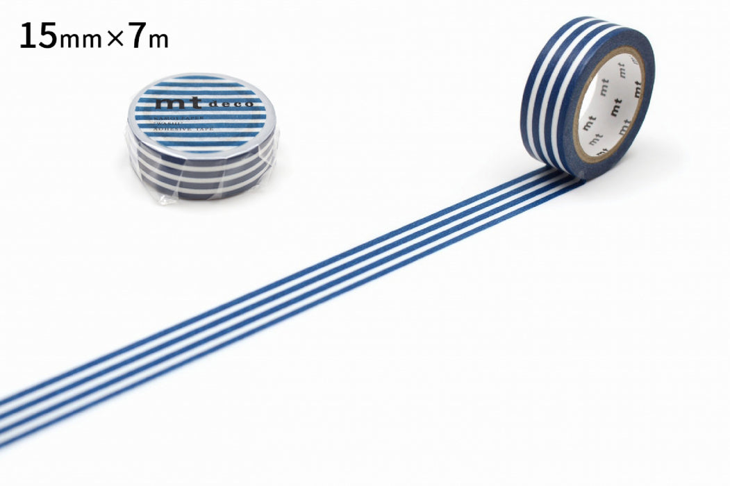 ボーダー・インディゴ MT01D386R カモ井加工紙 マスキングテープ Kamoi MT01D386R　4971910274835（10セット）
