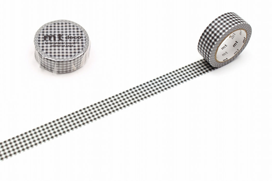 カモ井加工紙 マスキングテープ Kamoi　コマカイギンガムチェック・ブラック MT01D547 4971910313756（10セット）
