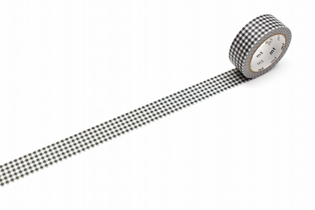 カモ井加工紙 マスキングテープ Kamoi　コマカイギンガムチェック・ブラック MT01D547 4971910313756