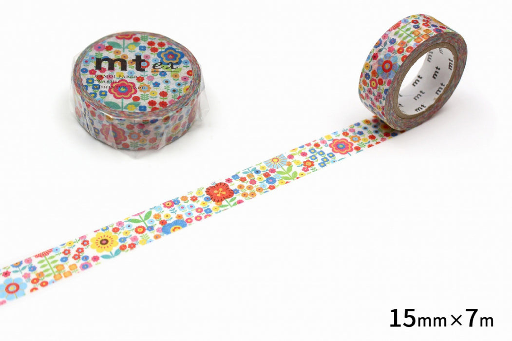 カモ井 小花・花畑 MTEX1P101R カモ井加工紙 マスキングテープ Kamoi MTEX1P101R（10セット）