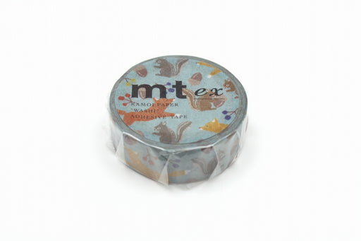 カモ井 ex 刺繍キツネとリスMTEX1P193 カモ井加工紙 マスキングテープ Kamoi 4971910259528