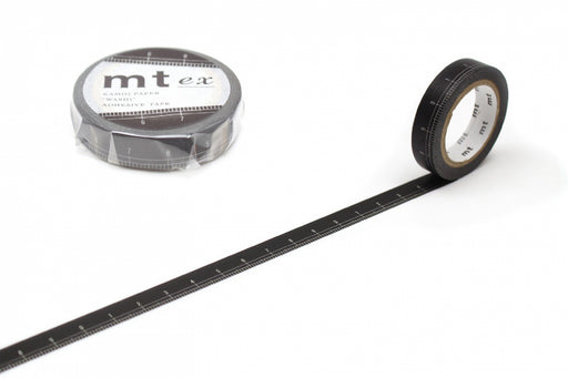 カモ井加工紙 マスキングテープ Kamoi mt ex 黒地定規 幅10mm×7m MTEX1P200 カモ井加工紙 マスキングテープ Kamoi MTEX1P200　4971910269329（10セット）