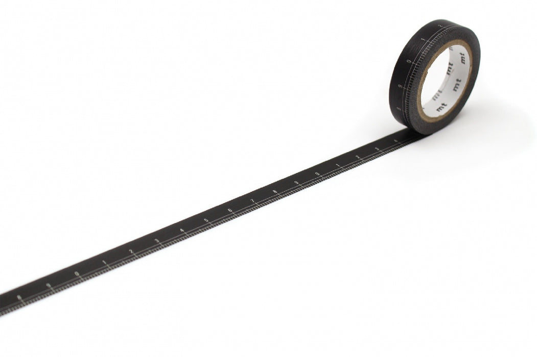 カモ井加工紙 マスキングテープ Kamoi mt ex 黒地定規 幅10mm×7m MTEX1P200 カモ井加工紙 マスキングテープ Kamoi MTEX1P200　4971910269329（10セット）