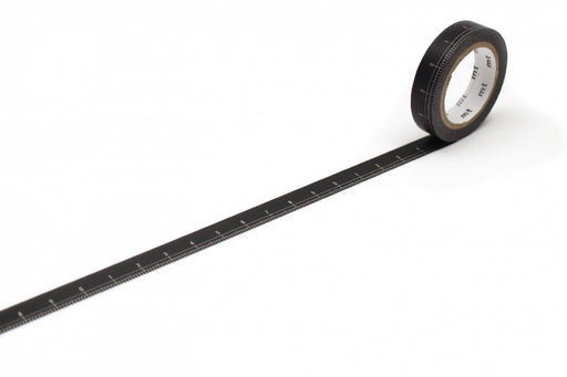 カモ井加工紙 マスキングテープ Kamoi mt ex 黒地定規 幅10mm×7m MTEX1P200 カモ井加工紙 マスキングテープ Kamoi MTEX1P200　4971910269329