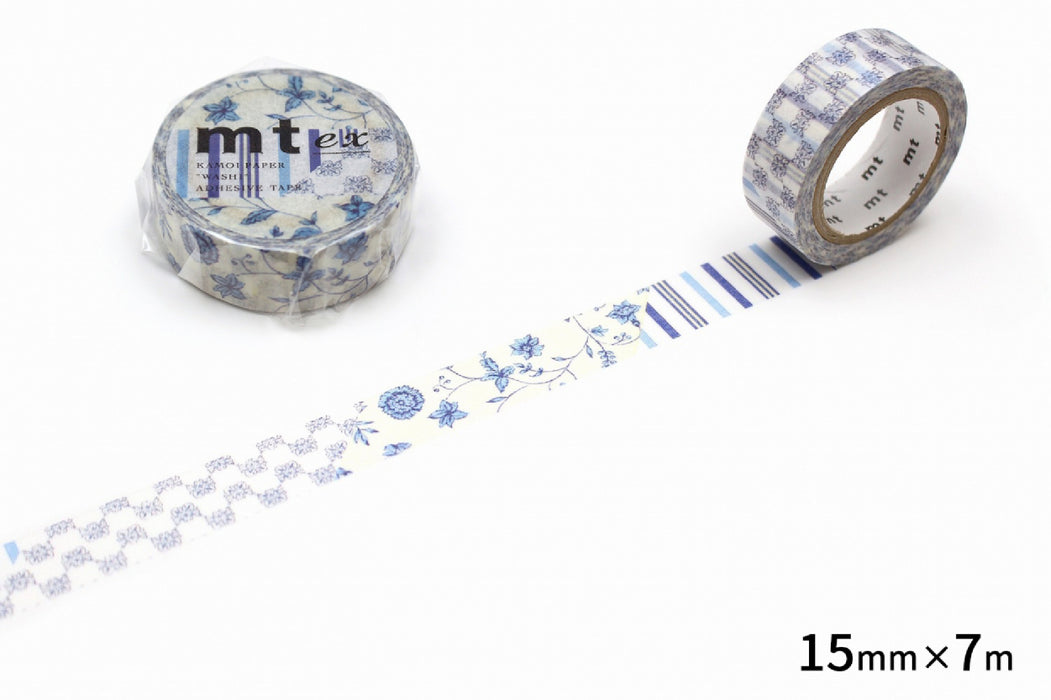 カモ井 フラワーダークブルー MTEX1P55R カモ井加工紙 マスキングテープ Kamoi MTEX1P55R（10セット）