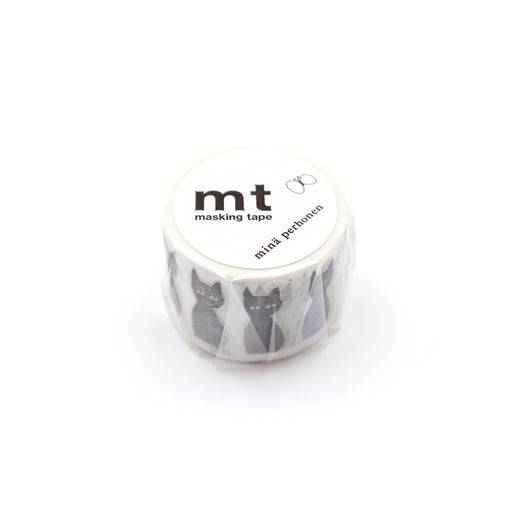 カモ井加工紙 マスキングテープ Kamoi mt ミナペルホネン kuro-neko MTMINA36 カモ井加工紙 マスキングテープ Kamoi 4971910219966（10セット）