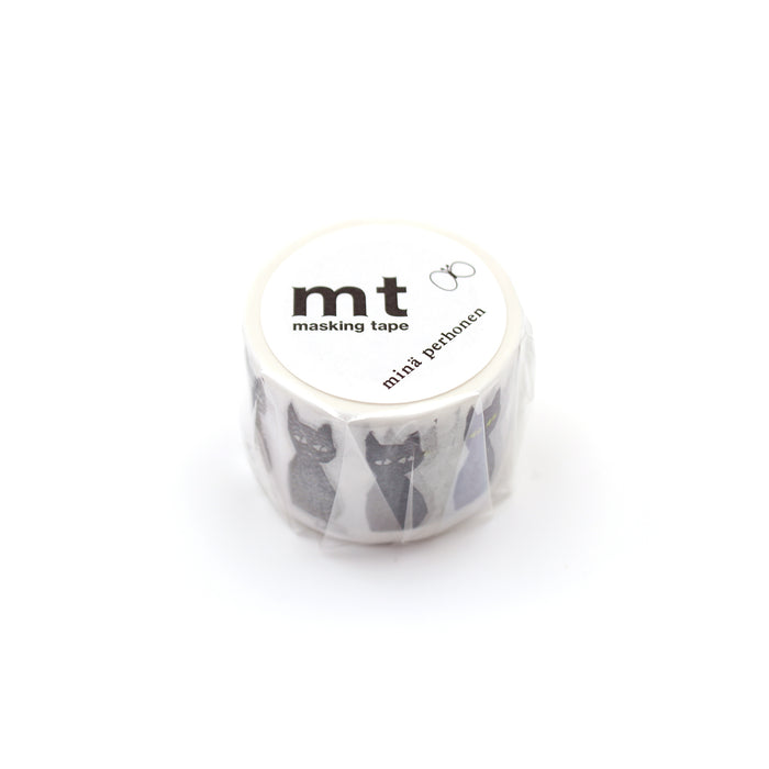 カモ井加工紙 マスキングテープ Kamoi mt ミナペルホネン kuro-neko MTMINA36 カモ井加工紙 マスキングテープ Kamoi 4971910219966（10セット）