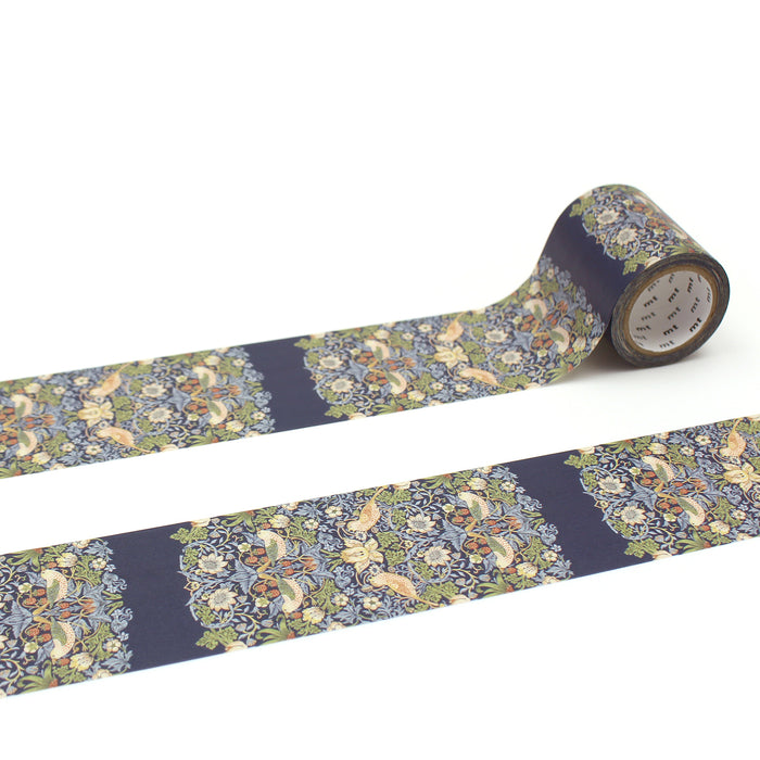 カモ井加工紙 マスキングテープ Kamoi mt×Morris &amp; Co. Strawberry Thief Indigo/Mineral 幅50mm×7m MTWILL26 カモ井加工紙 マスキングテープ Kamoi MTWILL26　4971910276815（10セット）