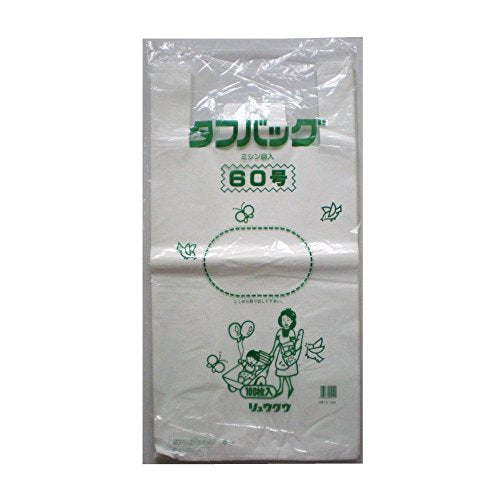 リュウグウ タフバッグ ミシン目入 60 無地 100枚入 乳白色 TB-M60 レジ袋（10セット）