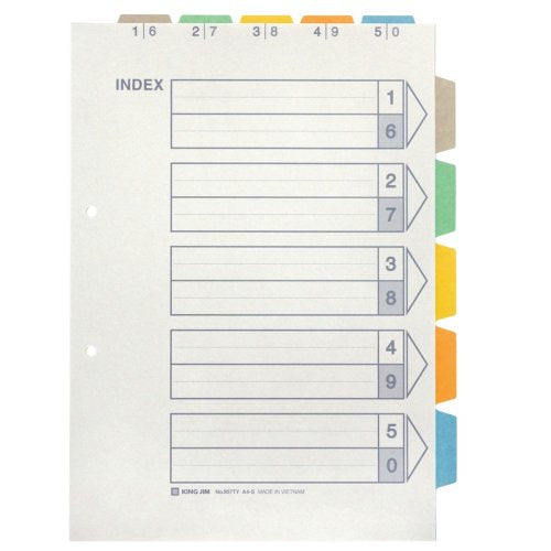 キングジム カラーインデックス A4S 上山付き 907TY-5K（10セット）