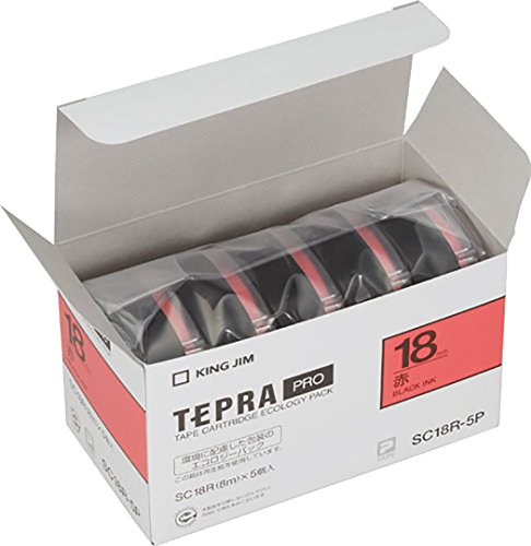 キングジム テープカートリッジ テプラPRO SC18R-5P 18mm 5個 赤（10セット）