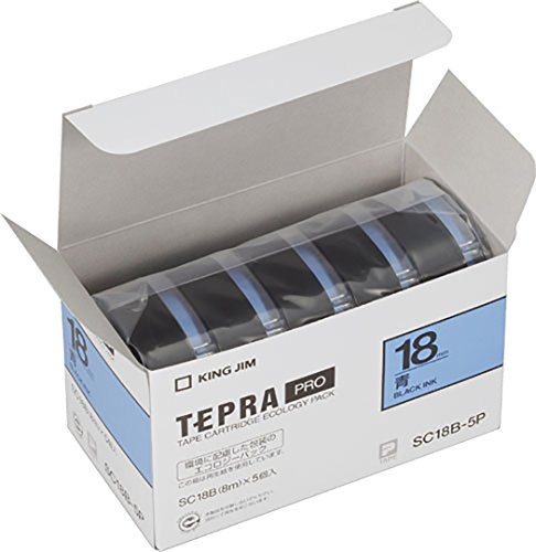 キングジム テープカートリッジ テプラPRO SC18B-5P 18mm 5個 青/黒文字（10セット）