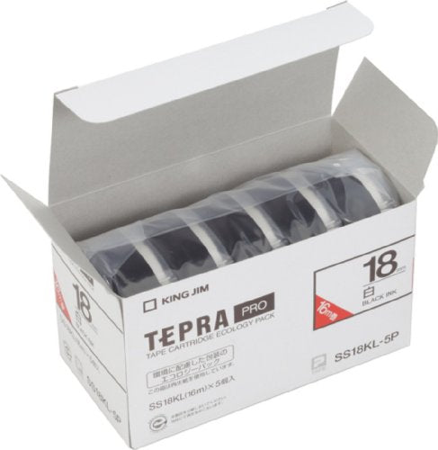 キングジム テープカートリッジ テプラPRO SS18KL-5P 18mm 5個 白 ロングタイプ（10セット）