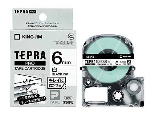 キングジム テープカートリッジ テプラPRO キレイにはがせるラベル 6mm 白 SS6KE（10セット）