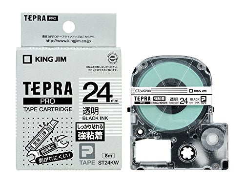キングジム テープカートリッジ テプラPRO 強粘着 24mm 透明 ST24KW（10セット）