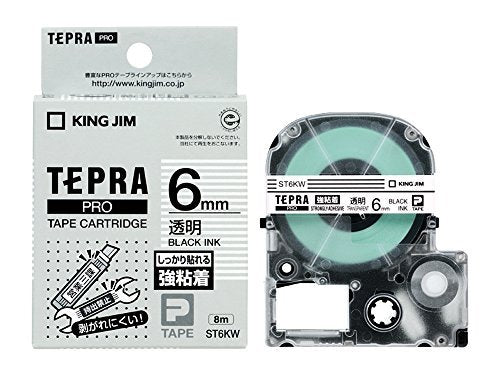 キングジム テープカートリッジ テプラPRO 強粘着 6mm 透明 ST6KW（10セット）