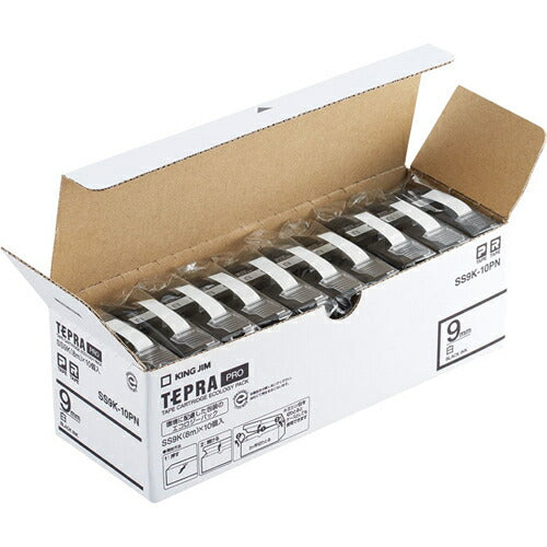 キングジム KING JIM SS9K-10PN [テプラPROテープ エコパック 白 黒文字 9mm幅 8m 10個入]（10セット）