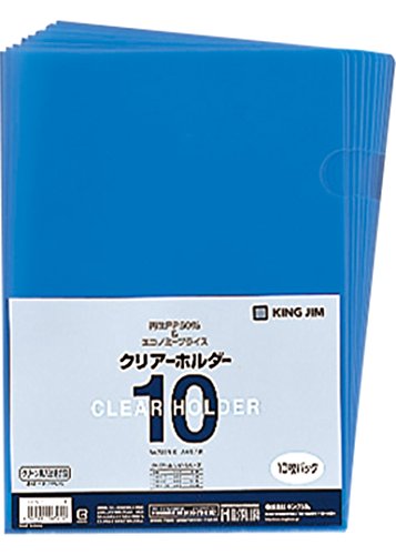 キングジム A4クリアーホルダー10枚パック  青 A4 735N10アオ（10セット）