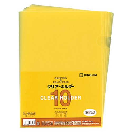 キングジム A4クリアーホルダー10枚パック  黄 A4 735N10キイ（10セット）