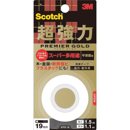 3Mスコッチ超強力両面テーププレミアゴールドスーパー多途 1巻KPS-19（10セット）