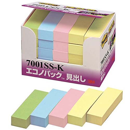 ポスト イット 強粘着見出し 50x15mm 90枚x25個 混色 7001SS-K（10セット）