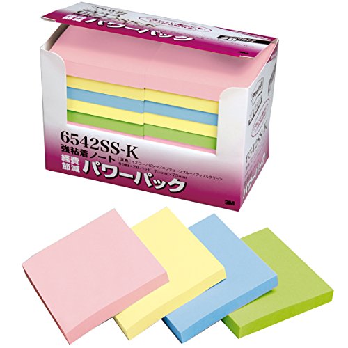 ポスト イット 強粘着ノート 75x75mm 90枚x20個 4色混色 6542SS-K（10セット）