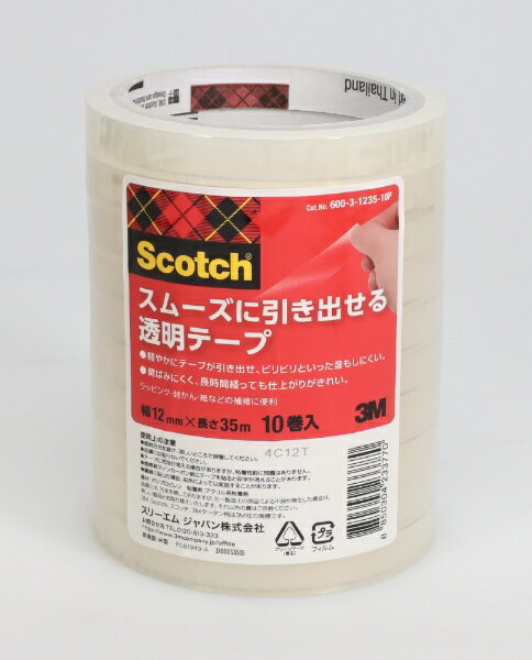 スコッチ・３Ｍ 透明テープ１２ＭＭＸ３５Ｍ 600-3123510P　8850304233770（10セット）