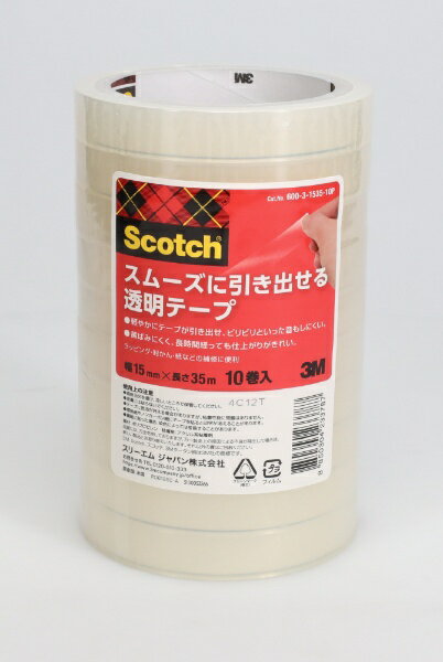 スコッチ・３Ｍ 透明テープ１５ＭＭＸ３５Ｍ 600-3153510P　8850304233787（10セット）