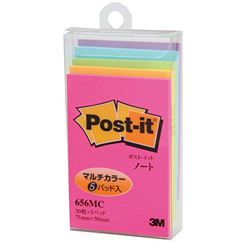 ポスト イット ノート 75x50mm 30枚x蛍光5色 656MC（10セット）