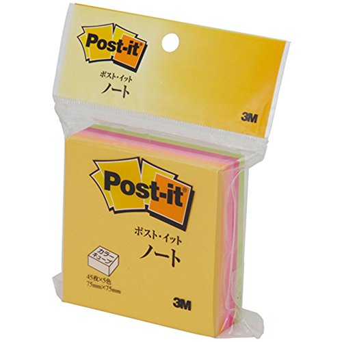 ポスト イット ノート 75x75mm 225枚 蛍光5色 CN-33（10セット）