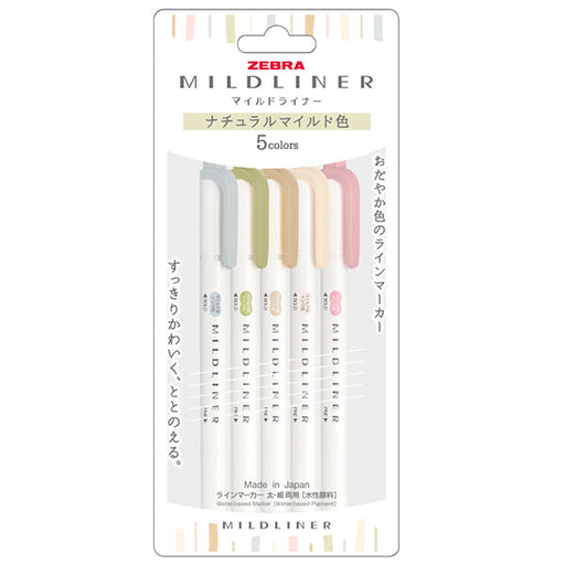 ゼブラ ZEBRA WKT7-5C-NTC [MILDLINER（マイルドライナー） ラインマーカー 太・細 両用 ナチュラルマイルドシリーズ 5色セット] 4901681491940（10セット）