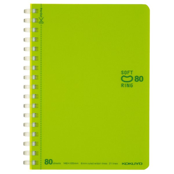 コクヨ KOKUYO ス-SV358BT-LG [ソフトリングドット B罫 80枚 A6 黄緑]（10セット）