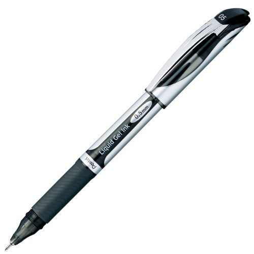 ぺんてる Pentel ゲルインキボールペン エナージェル 0.5mm シルバー軸 黒インキ BLN55-A（10セット）