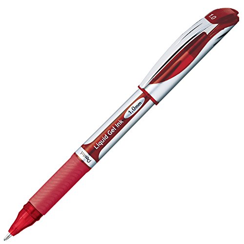 ぺんてる Pentel ゲルインキボールペン エナージェル 1.0mm シルバー軸 赤インキ BL60-B（10セット）