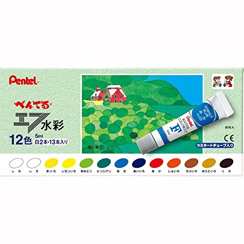ぺんてる Pentel エフ水彩 ラミチューブ 12色 白2本入（10セット）