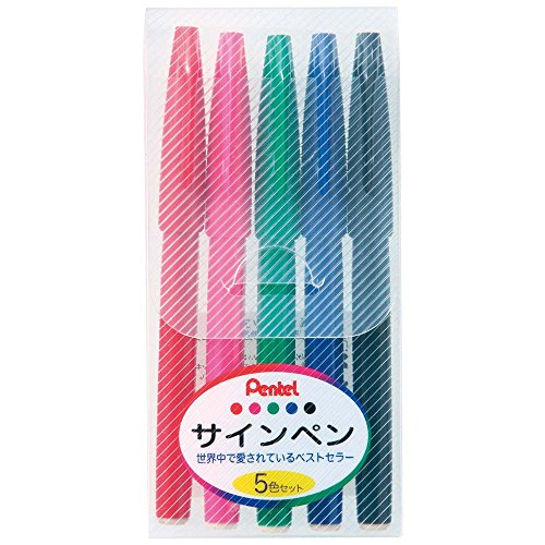 ぺんてる Pentel 水性ペンセットサインペン 5色セット S520-5（10セット）