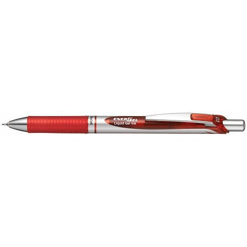 ぺんてる Pentel ノック式エナージェル0.3 BLN73ーB シルバー軸 赤インキ（10セット）