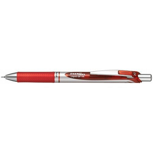 ぺんてる Pentel ノック式エナージェル0.4 BLN74ーB シルバー軸 赤インキ（10セット）